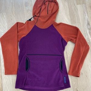 Melanzana Micro Grid Hoodie in Two-Tone Orange/Purple Women’s Size XS